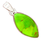 Green Mohave Turquoise Pendant 925 Sterling Silver 36mm
