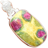 RUBY IN FUCHSITE Pendant 925 Sterling Silver 37.9 mm