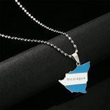 Nicaragua Map Flag Pendant Necklaces for Women