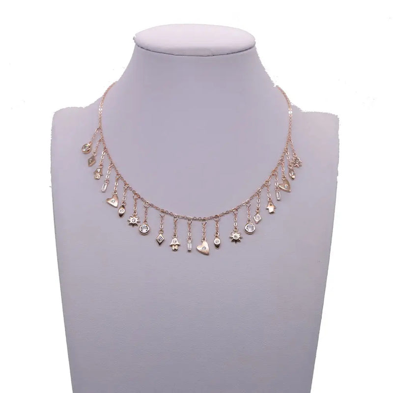 925 Silver Evil Eye Sun Star Pendant Necklace Choker for Women