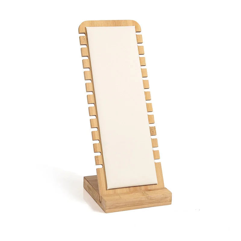 Bamboo Jewelry Display Stand Necklaces Holder Easel Showcase Props