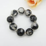 Flower Fabric Wrapped Beaded Bracelets