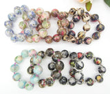 Flower Fabric Wrapped Beaded Bracelets