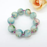 Flower Fabric Wrapped Beaded Bracelets