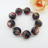 Flower Fabric Wrapped Beaded Bracelets