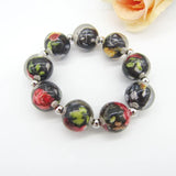 Flower Fabric Wrapped Beaded Bracelets