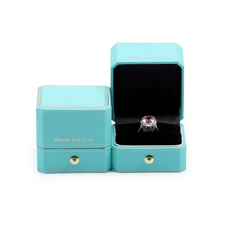 Classic Double Ring Box Pendant Necklace Display with Logo