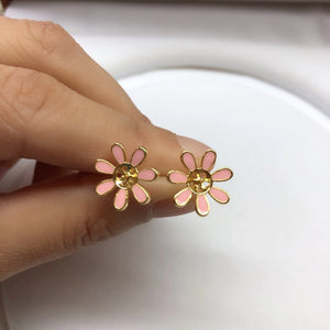Pink Flower Earrings Mountings - Earrings Findings - Earrings Settings