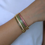 Rainbow CZ Crystal Bangle Bracelet Adjustable Boho Jewelry
