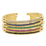 Rainbow CZ Crystal Bangle Bracelet Adjustable Boho Jewelry