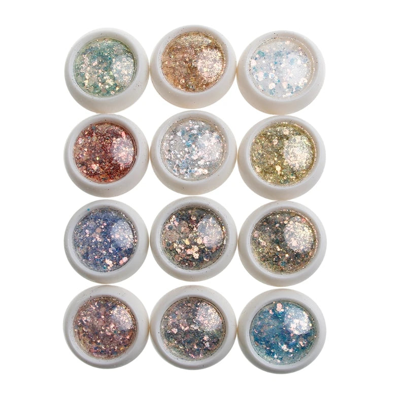 12 Colors Holographic Glitters for Coloring Eye Hair Nail Body Jewelry