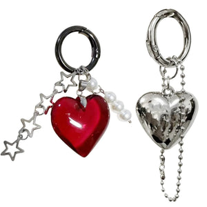 Heart Pendant Alloy Keychain for Handbags Backpacks