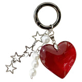 Heart Pendant Alloy Keychain for Handbags Backpacks