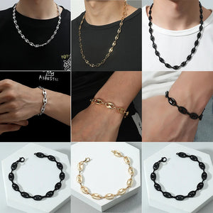 Coffee-Bean Chain Bracelet Necklace Hip-hop Charm Jewelry