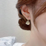 Bow Knot Pearl Ball Earrings High Level Temperament Ear Clasp