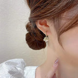 Bow Knot Pearl Ball Earrings High Level Temperament Ear Clasp