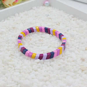 Bohemian Macaron Enamel Women's Bracelet - DIY Stretch Bangle