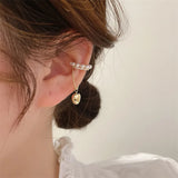 Pearl Metal Love Ear Clip Personality Punk Earrings