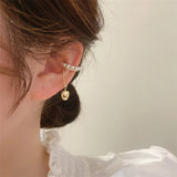 Pearl Metal Love Ear Clip Personality Punk Earrings