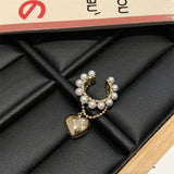 Pearl Metal Love Ear Clip Personality Punk Earrings