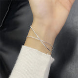 Minimalist Snake Bone Double Layer Sterling Silver Bracelet