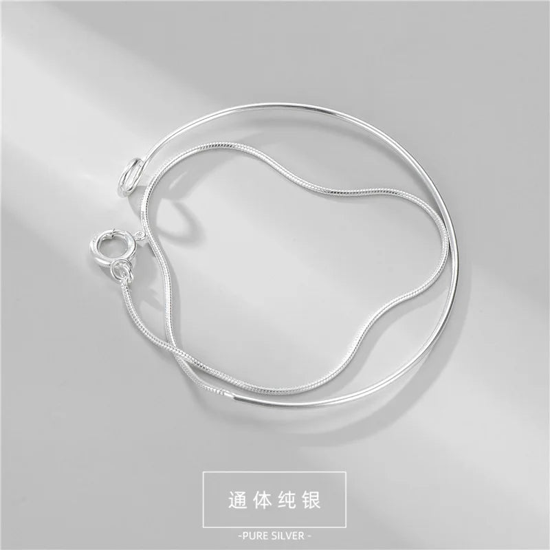 Minimalist Snake Bone Double Layer Sterling Silver Bracelet