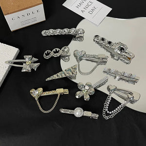 Sweet Style Metal Liquid Hairpin Collection Rhinestone Heart Flower Clip