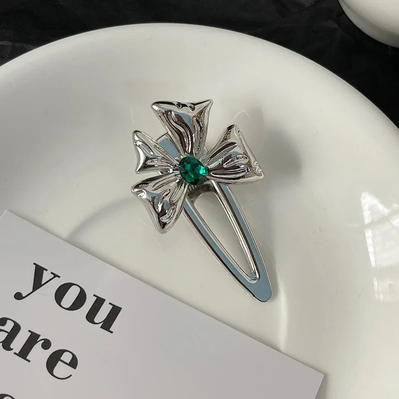Sweet Style Metal Liquid Hairpin Collection Rhinestone Heart Flower Clip