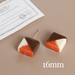 Geometric Stitching Resin Square Beads for DIY Necklace