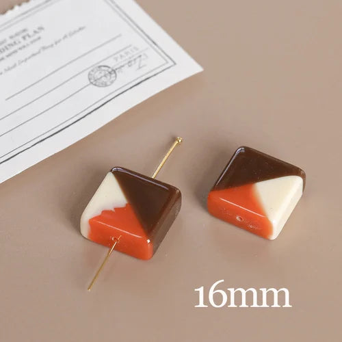 Geometric Stitching Resin Square Beads for DIY Necklace
