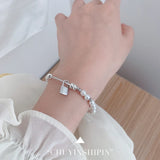 S925 Sterling Silver Lock Pearl Bracelet