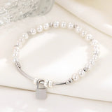 S925 Sterling Silver Lock Pearl Bracelet