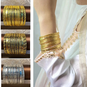Vintage Multi-Ring Gold-Plated Indian Style Bracelet with 19 Circles