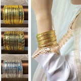 Vintage Multi-Ring Gold-Plated Indian Style Bracelet with 19 Circles
