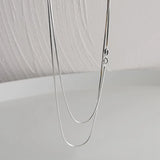 Simple 1.2mm Snake Bone Chain Silver Necklace