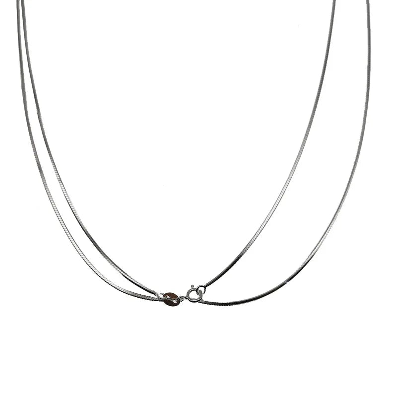 Simple 1.2mm Snake Bone Chain Silver Necklace