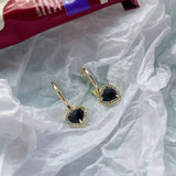 Delicate Zircon Heart Earrings - French Style