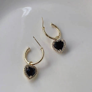 Delicate Zircon Heart Earrings - French Style