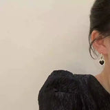 Delicate Zircon Heart Earrings - French Style