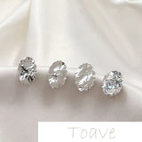 Oval Silver Needle Earrings DIY Hand-made Material Accessories