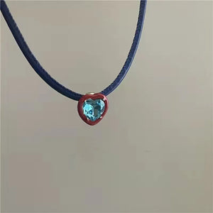 Geometric Diamond Candy PU Leather Short Necklace