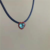 Geometric Diamond Candy PU Leather Short Necklace