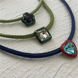 Geometric Diamond Candy PU Leather Short Necklace