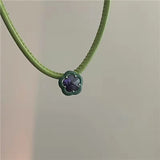 Geometric Diamond Candy PU Leather Short Necklace