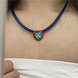 Geometric Diamond Candy PU Leather Short Necklace