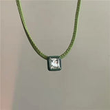 Geometric Diamond Candy PU Leather Short Necklace