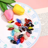 Stripes Glass Oval Beads for DIY Jewelry