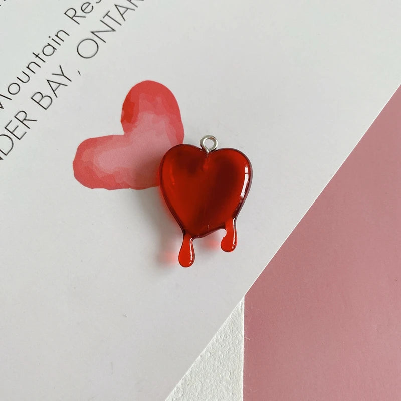 Red Teardrop Love Pendant DIY Earrings Necklace Material