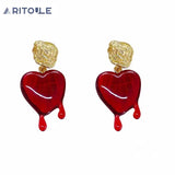 Red Teardrop Love Pendant DIY Earrings Necklace Material