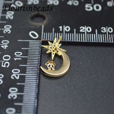 Nickel CZ Beads Paved Moon Earring Hooks Stud Posts